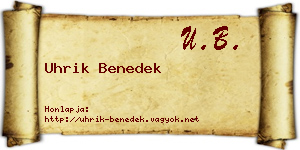 Uhrik Benedek névjegykártya
